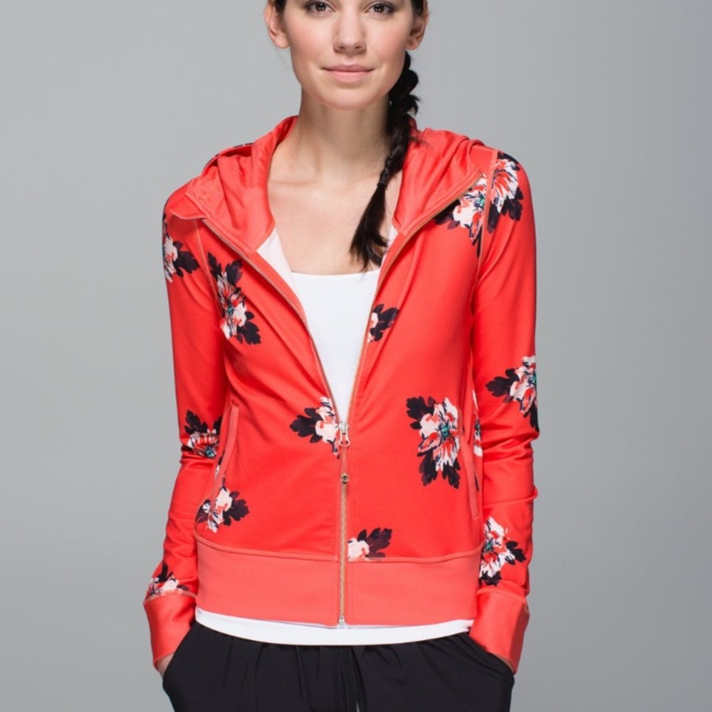 lululemon Namaskar Hoodie Jacket Atomic Flower Red Sz 6